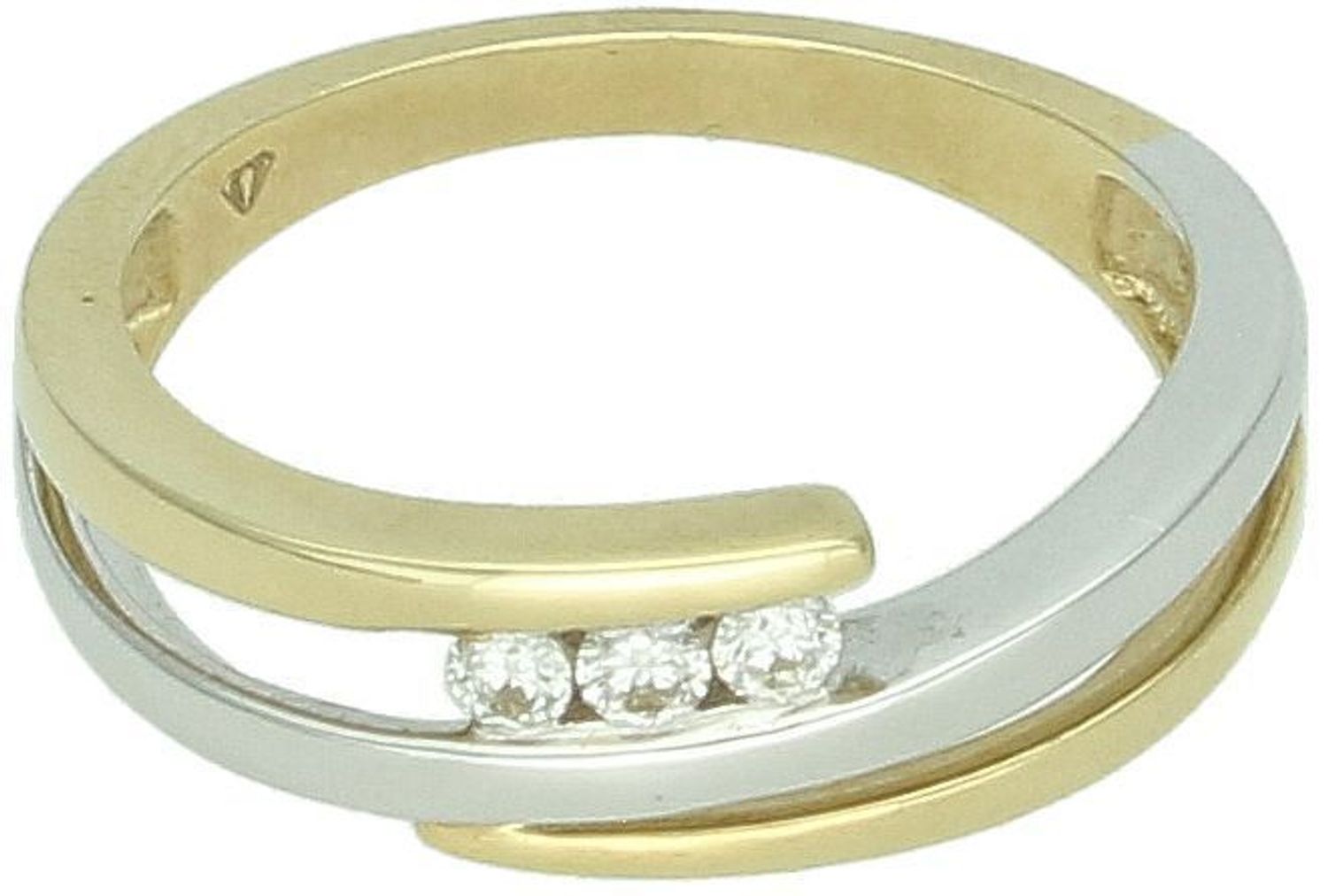 Złoty pierścionek z trzema diamentami szeroki model - rozmiar 13  Kod 987712.jpg